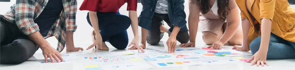 Group of people collaborating on content writing strategy